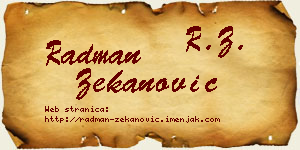 Radman Zekanović vizit kartica